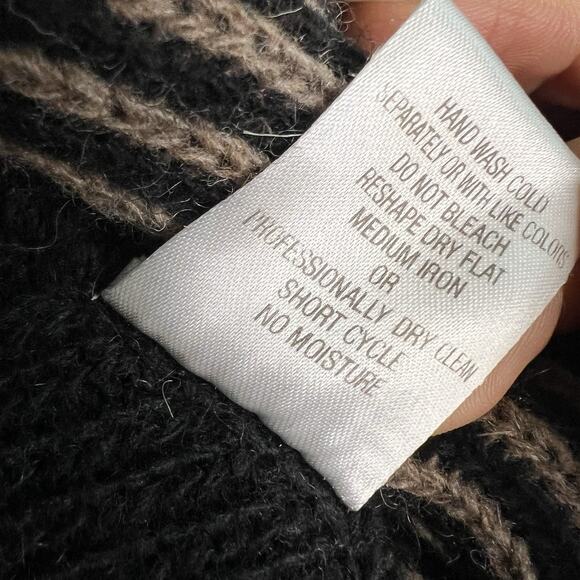 A.IDA Womens Wool Blend Cardigan Sz L Brown Black Colorblock Modernist Fall - Picture 8 of 16